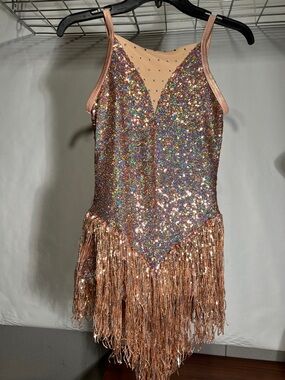 Skater dance WEISSMAN dress costume SMALL ADULT, gold embellishment